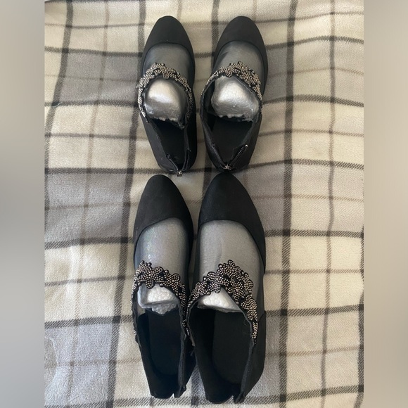 SHEIN NWT women’s black Pointed toe flats with rhinestones and mesh size 5 - Picture 5 of 8